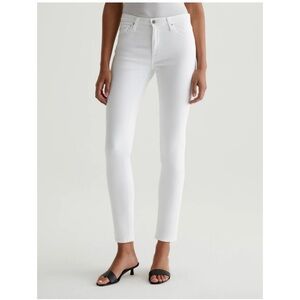 AG Adriano Goldschmied Prima Ankle Mid-Rise Cigarette White Stretch Jeans 28R
